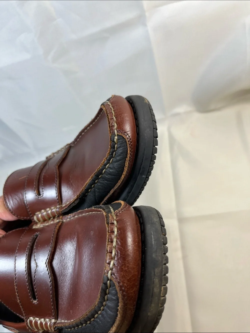 Bass Men's Two-Tone Brown Leather Penny Loafers